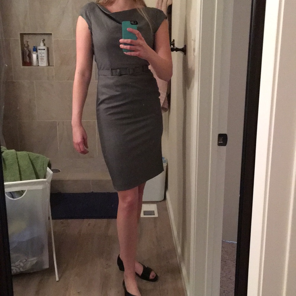 Banana republic grey checkered dress size: 2 Tall